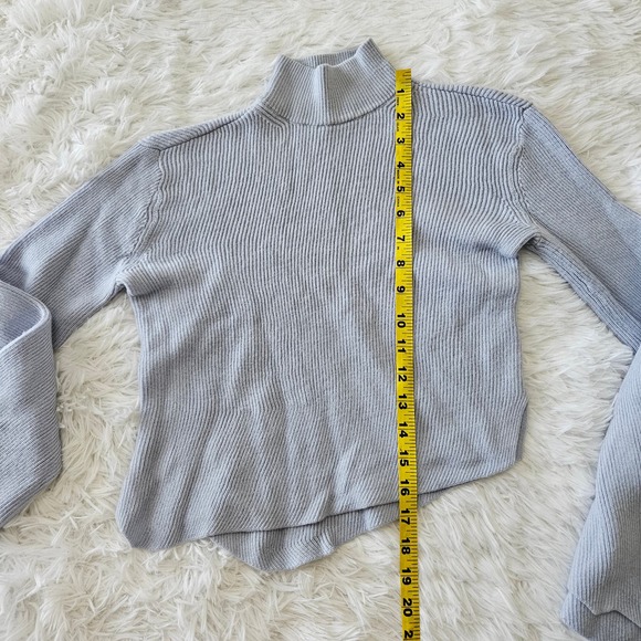 Frank &‎ Oak Blue 100% Merino Wool Asymmetrical Hem Turtleneck Sweater. Size XXS - Picture 6 of 10